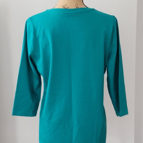 QVC D& CO  Green V-neck  3/4 Sleeve Shirt Small - Picture 2 of 12